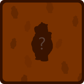Quadrado castanho, que simboliza um item do jogo da memória por virar. No centro encontra-se a silhueta de um urso.